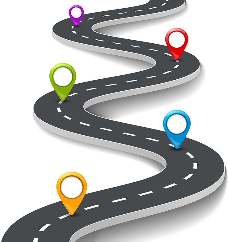 Windy road with pinpoints